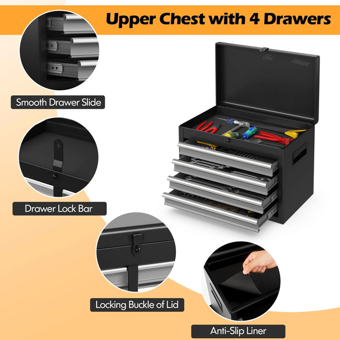 High-Capacity Rolling Tool Cabinet – Lockable Wheels, Metal 2‑in‑1 Chest & Base