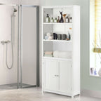 Wooden Tall Bookcase with 3-Tier Storage Cabinet
