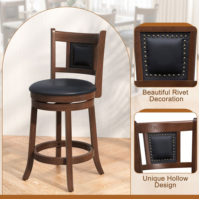 65/74 Cm Swivel Bar Stool Set of 2 with Curved Backrest