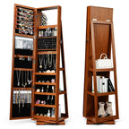 SEDOL 360° Rotating Full-Length Mirrored Jewellery Cabinet | Lockable Jewellery Armoire with 3-Tier Rear Display Shelves | Ultra-Large Storage for 120 Earrings, 78 Rings & 24 Necklaces | Velvet-Lined Boutique Organiser