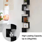 SEDOL Floating Corner Shelf Modern 3 and 5 Tier Wall Mounted Bookshelf Wooden Zigzag Storage Organizer for Bedroom Living Room Kitchen Display Wall Decor