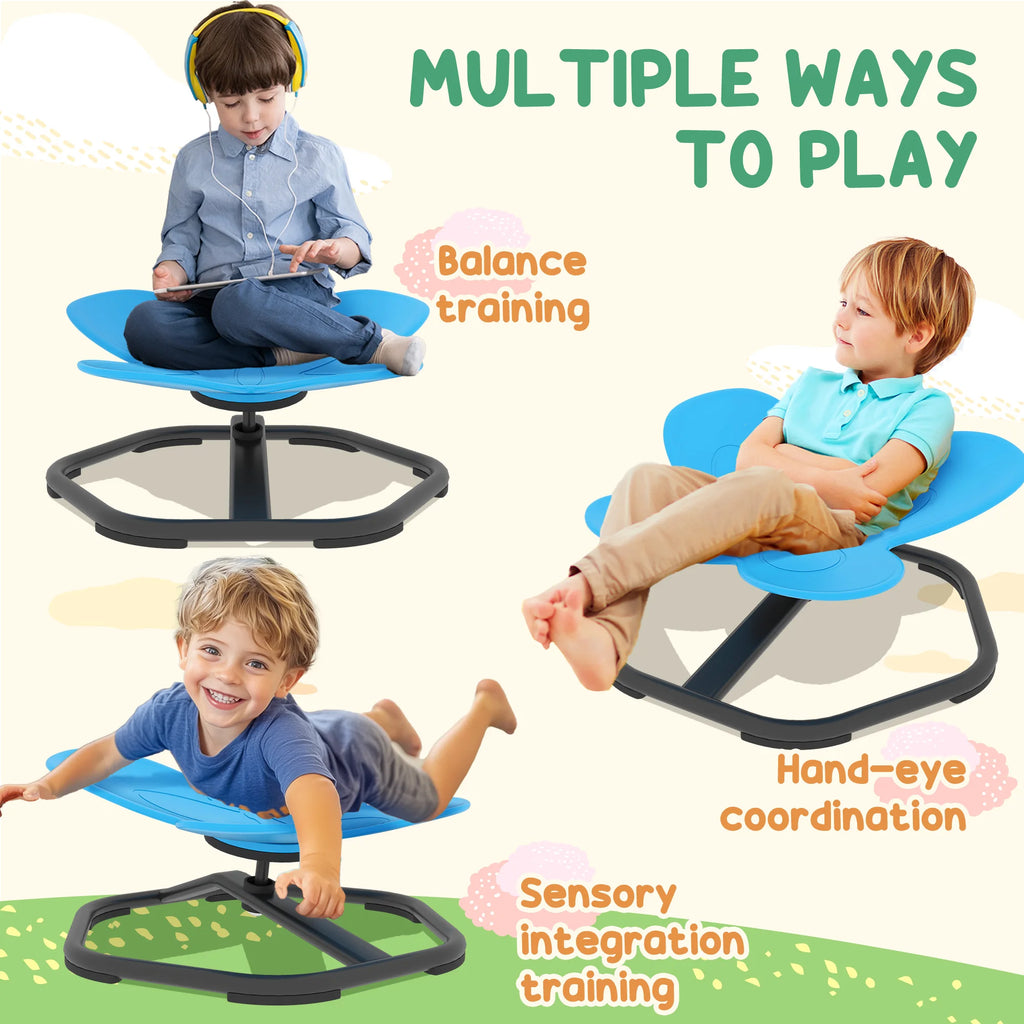 SEDOL Butterfly-Shaped Kids Swivel Chair – 360° Sensory Spinning Seat with Non-Slip Base, Steel Frame & Wide Fun Design for Ages 3-6