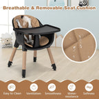 SEDOL 5-in-1 Convertible Baby High Chair & Independent Play Table Set with 5-Point Safety Harness 2-Position Removable Tray and Waterproof Easy-Clean Cushion