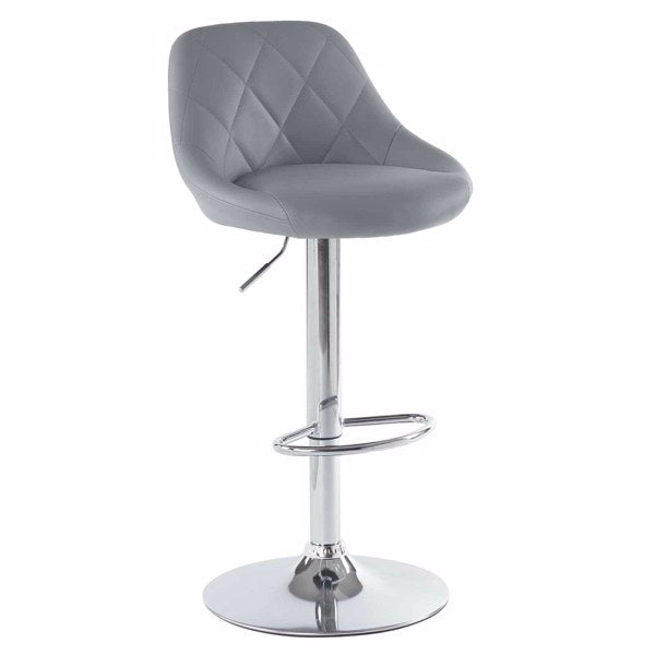 Adjustable PU Leather Counter & Bar Stool Set of 2 – Swivel 360°, Gas‑lift Height, Backrest, Foot‑rest – Grey