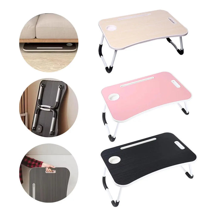 Folding Laptop Desk – Portable Bed & Sofa Lap Table with Tablet Slot, Cup Holder & Foldable Legs