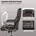 Leather Office Chair with Rocking Mode and Armrests
