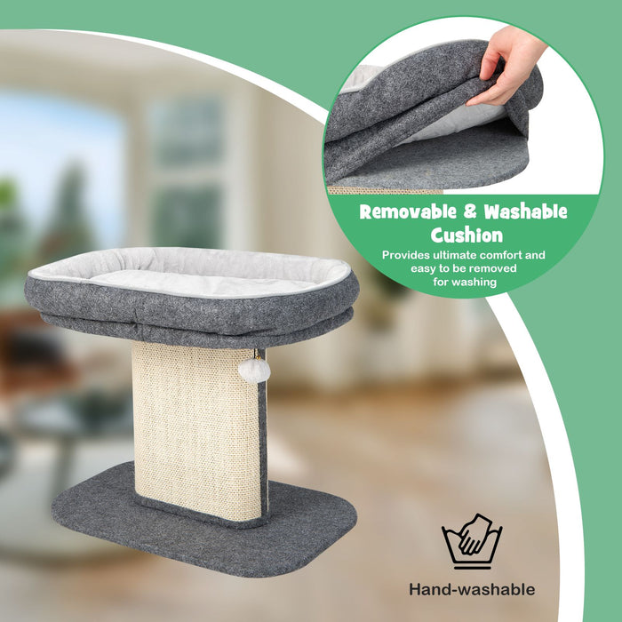 2-Tier Cat Tree with Sleeping Perch Sisal Scratching Plate and Ball