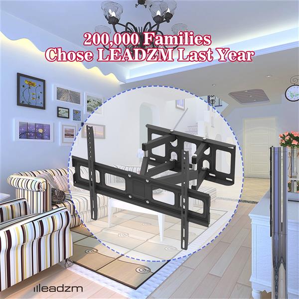 TV Stand for 32–70 Inch Screens – Double Arm Mount with Large Base, Height Adjustable, Swivel Tilt Bracket