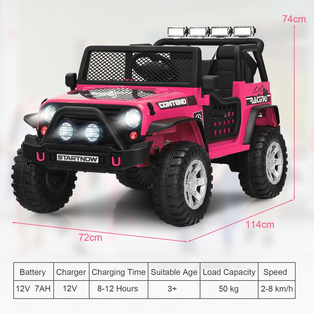 SEDOL 2-Seater Kids Ride-On Truck 12V Battery Powered Electric Car with Parental Remote Control Spring Suspension Rocking Mode and Bluetooth/USB Audio – 50kg Capacity