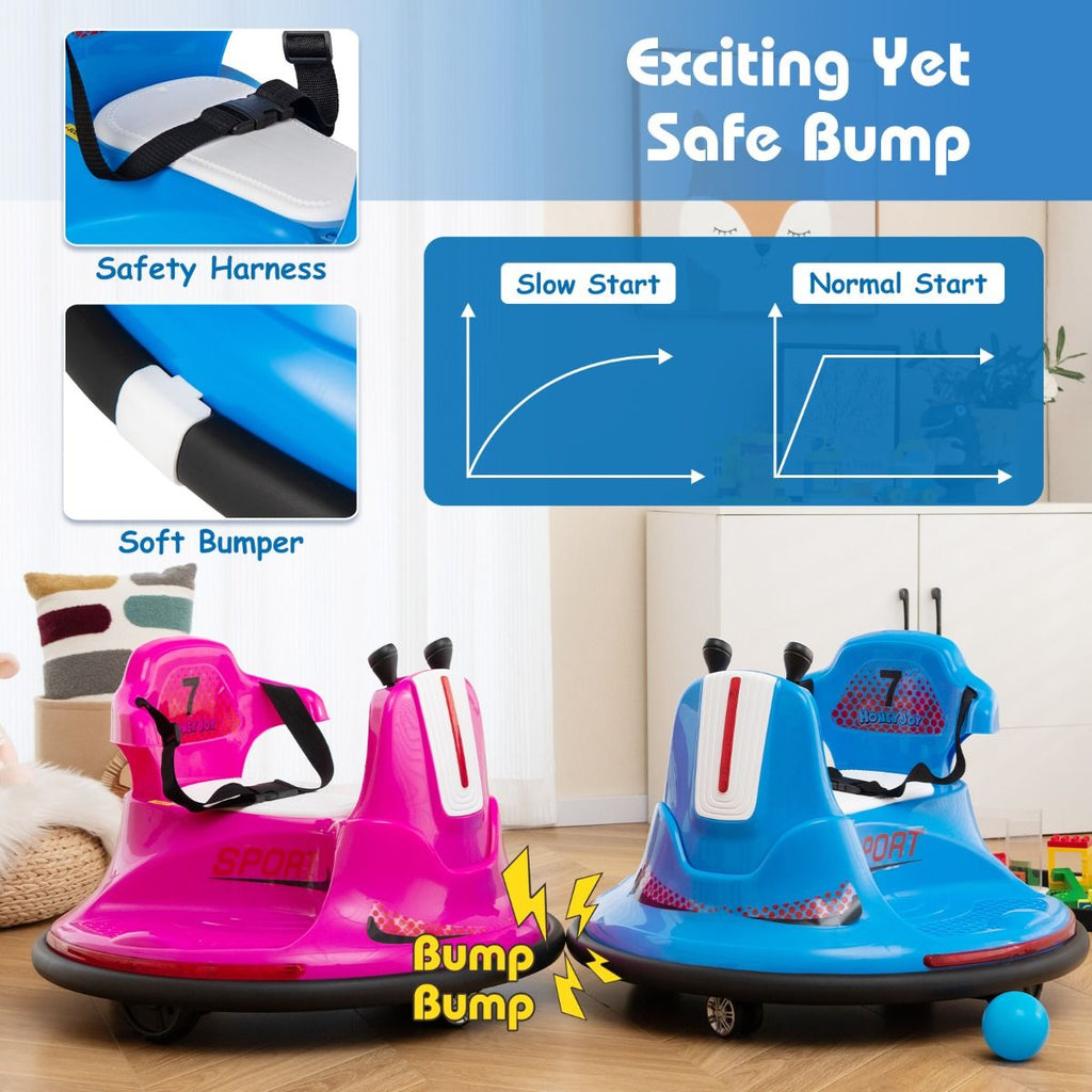 SEDOL 12V High-Performance Kids Bumper Car with 360° Zero-Turn Dual Joysticks Parental Remote Control LED Surround Lighting and Integrated USB/Story Hub
