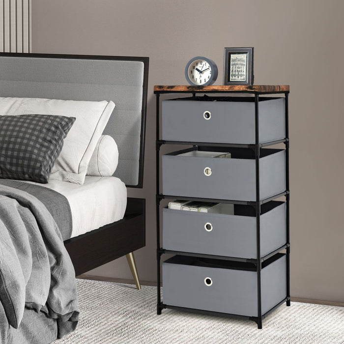 4-Tier Fabric Dresser with Drawers and Metal Frame