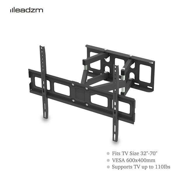 TV Stand for 32–70 Inch Screens – Double Arm Mount with Large Base, Height Adjustable, Swivel Tilt Bracket
