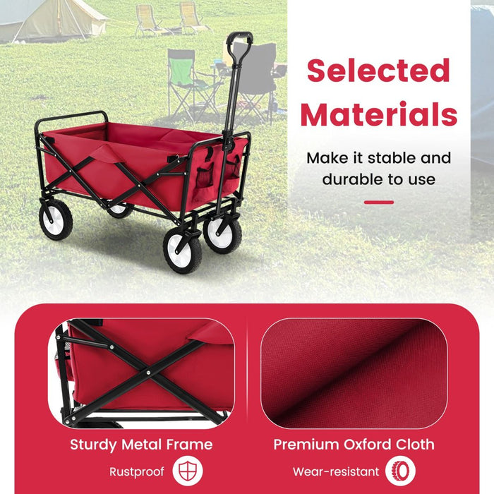 Heavy Duty Camping Garden Cart with Adjustable Handle and Drink Holders
