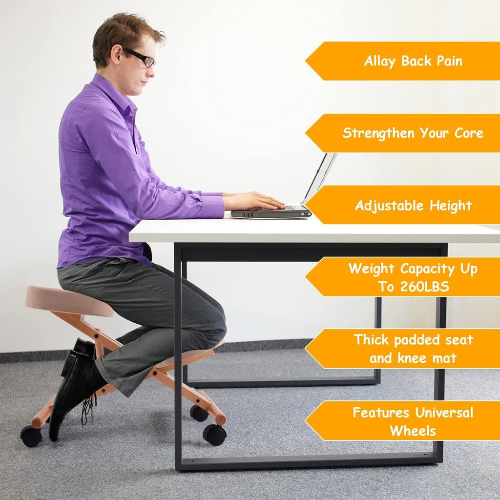 Wood Posture Stool with Angle and Height Adjustable for Gaming Computer Work