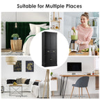 4-Door Tall Kitchen Cupboard Adjustable Shelves and Drawer