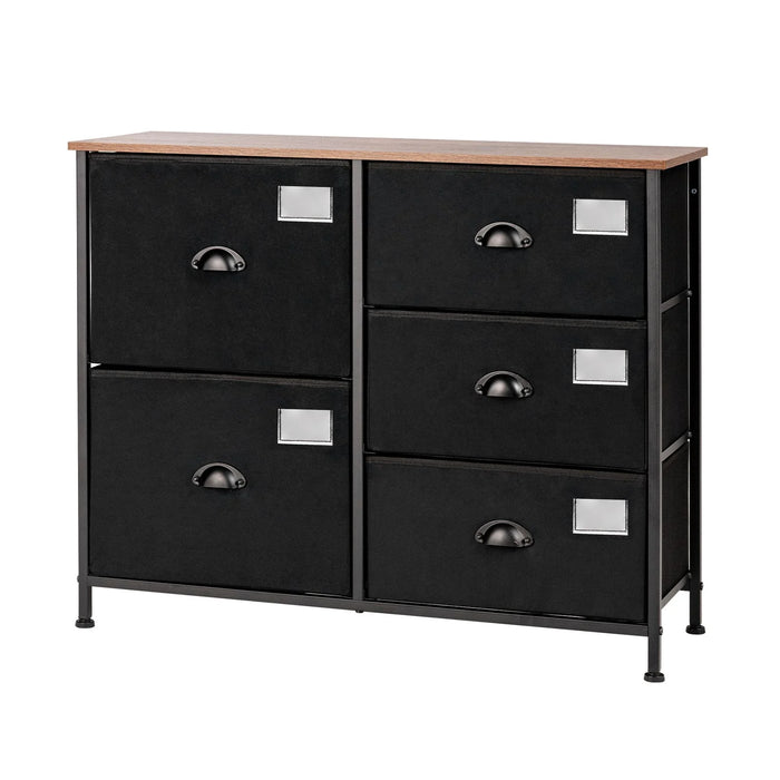 5 Drawers Dresser Chest of Drawers with Wooden Top and Metal Frame