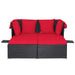 Rattan Daybed with Retractable Canopy, Cushions & Side Trays