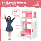 SEDOL 2-in-1 Convertible Toddler Learning Tower & High-Step Stool 3-Level Adjustable Height Kitchen Helper with Double Safety Rails and Anti-Slip EVA Pads – 65kg Capacity