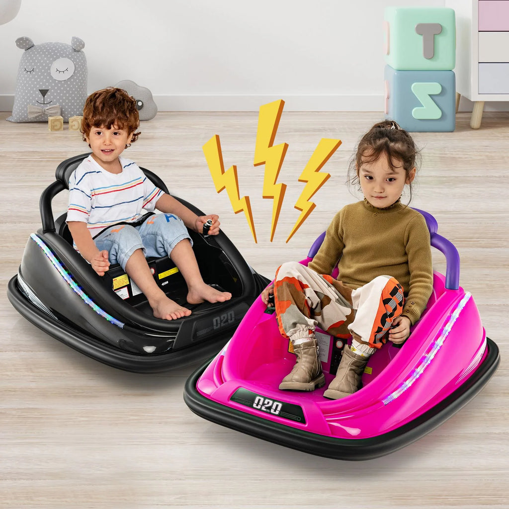 SEDOL 12V High-Performance Kids Bumper Car with 360° Zero-Turn Dual Joysticks 30m Parental Remote Override and Shock-Absorbing Elastic Bumper