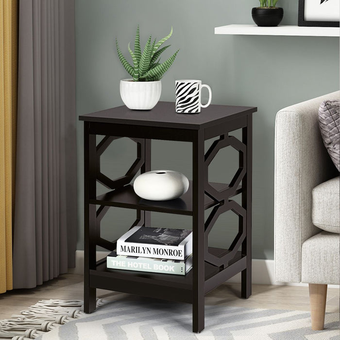 3-Tier Bedside Table with Storage Shelves for Living Room Bedroom