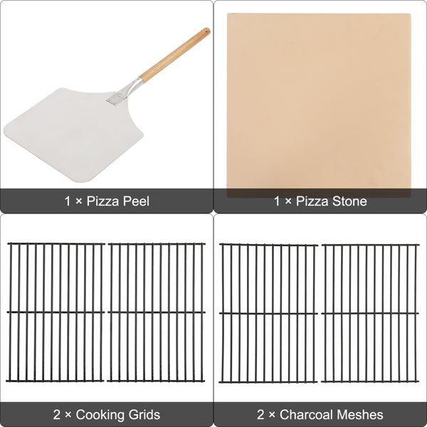 Outdoor Wood-Fired Pizza Oven – Portable Garden Pizza Maker with Stone, Peel & Grill Rack