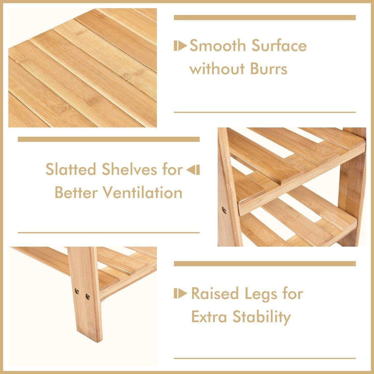 3-Tier Bamboo Shoe Bench for Entryway