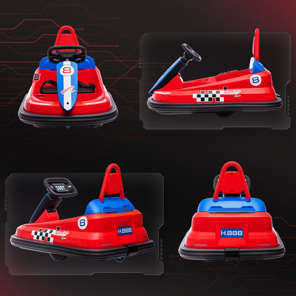 SEDOL Kids 6V Electric Bumper Car for Toddlers 360° Spin Waltz Car with Parental Safety Handle LED Light Strips and Integrated Music System for Indoor & Outdoor Play
