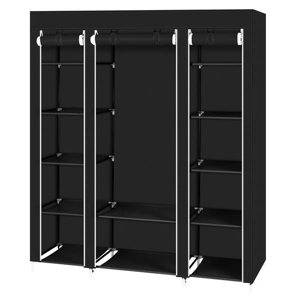 69" Portable Clothes Wardrobe – Non-Woven Fabric Closet Organiser (Black)