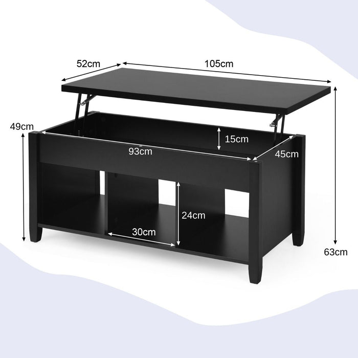 Rising Center Table with Lift Top Hidden Compartment