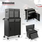 High-Capacity Rolling Tool Cabinet – Lockable Wheels, Metal 2‑in‑1 Chest & Base