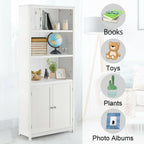 Wooden Tall Bookcase with 3-Tier Storage Cabinet
