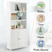 Wooden Tall Bookcase with 3-Tier Storage Cabinet