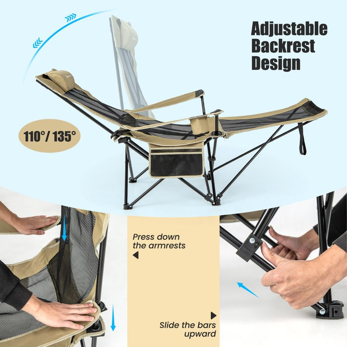 Camping Lounge Chair with Detachable Footrest