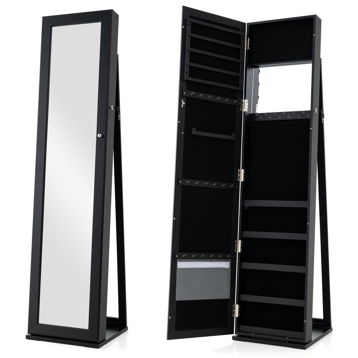 3-In-1 Mirrored Jewellery Armoire with Display Shelves