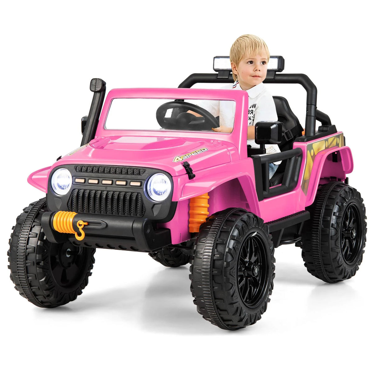 SEDOL 12V Parent-Child Ride-On Truck with 100kg High-Capacity Load High-Torque Dual Motors Parental Remote Control and Integrated Adult Seat with Folding Foot Pedals