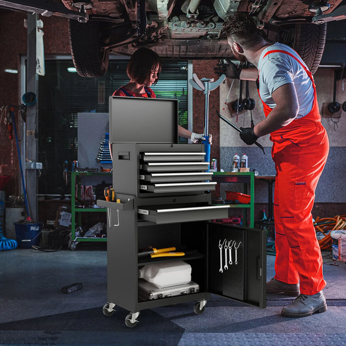 High-Capacity Rolling Tool Cabinet – Lockable Wheels, Metal 2‑in‑1 Chest & Base