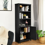 Wooden Tall Bookcase with 3-Tier Storage Cabinet
