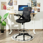 Mesh Drafting Chair with Flip-Up Armrests and Mid-Back Padded