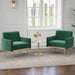 Modern Velvet Accent Chair with Button Tufted Back and Golden Metal Legs