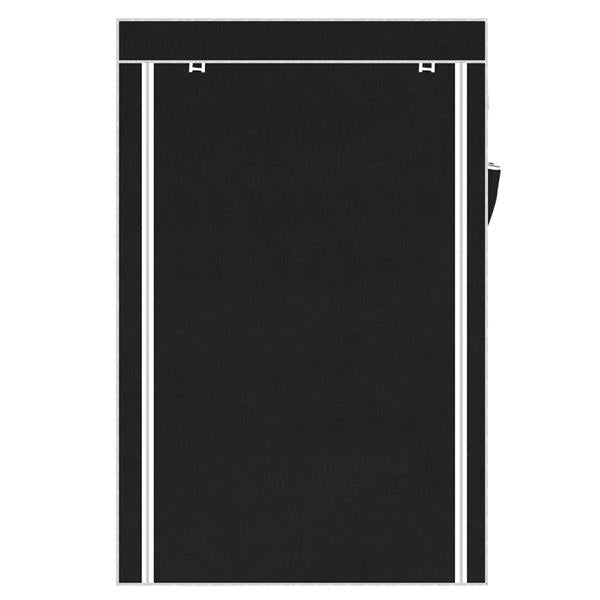 64" Portable Wardrobe – Foldable Clothes Storage Closet with Shelves & Hanging Rail (Black)