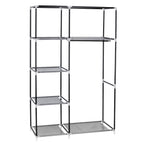 64" Portable Wardrobe – Foldable Clothes Storage Closet with Shelves & Hanging Rail (Grey)