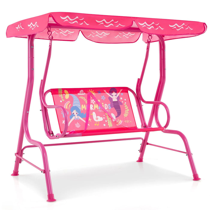 2-Seater Kids Swing Chair with Adjustable Canopy & Safety Belts