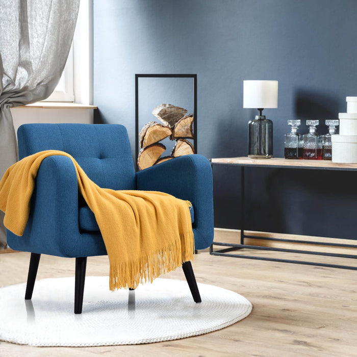 Mid-Century Modern Upholstered Accent Chair with Rubber Wood Legs