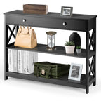 3-Tier Console Table with 1 Drawer and 2 Storage Shelves