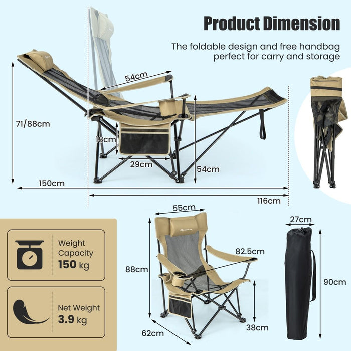 Camping Lounge Chair with Detachable Footrest