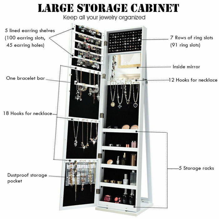 3-In-1 Mirrored Jewellery Armoire with Display Shelves