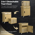 High-Capacity Rolling Tool Cabinet – Lockable Wheels, Metal 2‑in‑1 Chest & Base
