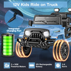 SEDOL 12V High-Performance Kids Ride-On Truck with Parental Remote Control Dual 35W Motors All-Terrain Traction and Wireless Bluetooth Music Player