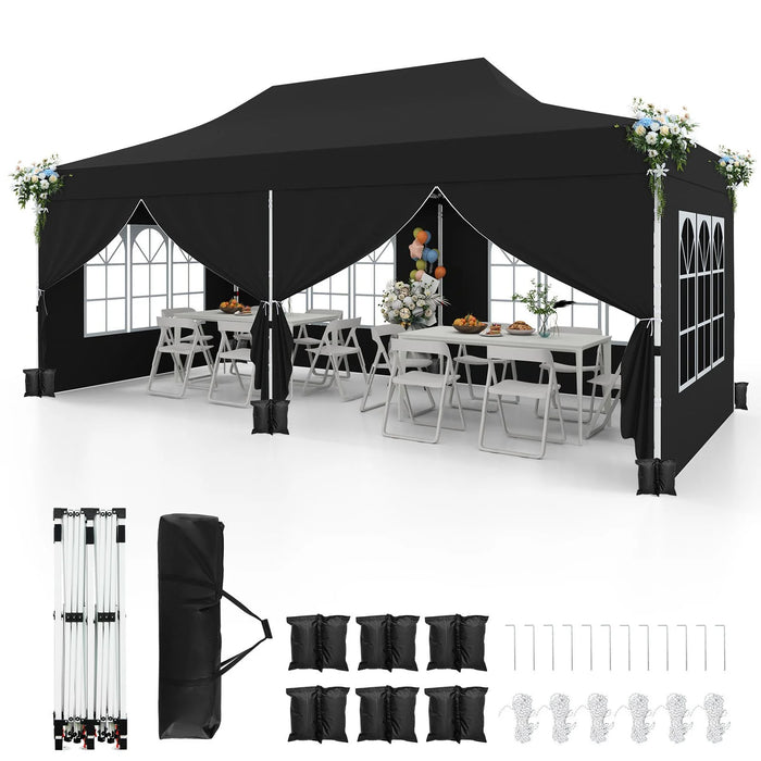 Pop-Up Canopy Gazebo Tent with 6 Removable Sidewalls & Carry Bag