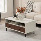 Rectangle Sofa Tea Table with Sturdy Metal Legs for Home Office